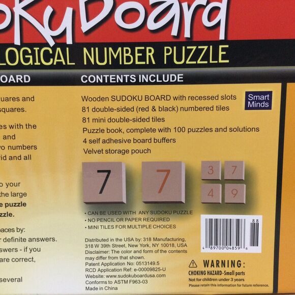 Smart Minds Original Sudoku Wooden Board- Highly Logical Number Puzzle- Complete - Picture 4 of 5